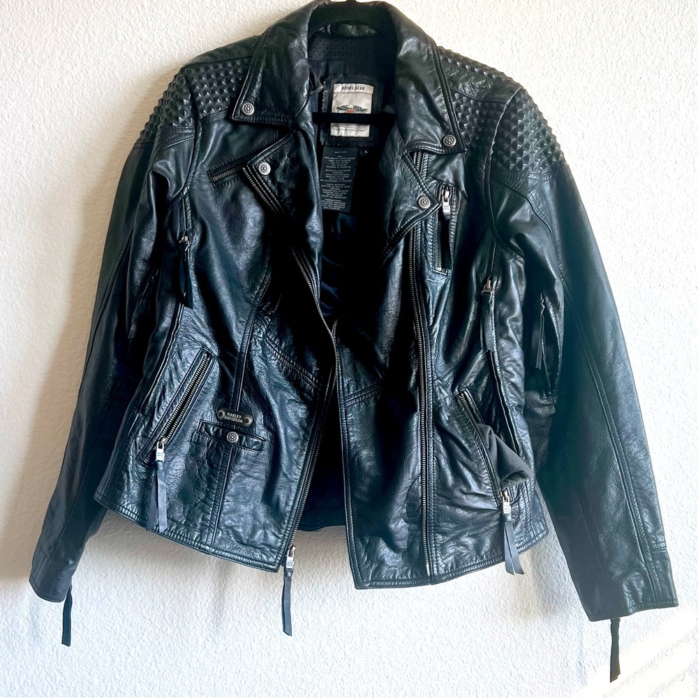 Harley Davidson Black Leather Riding Jacket